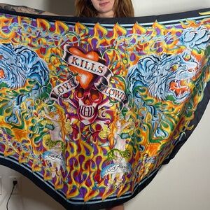 XXL Ed Hardy byChristian Audegier Silk Scarve 38" x 54"